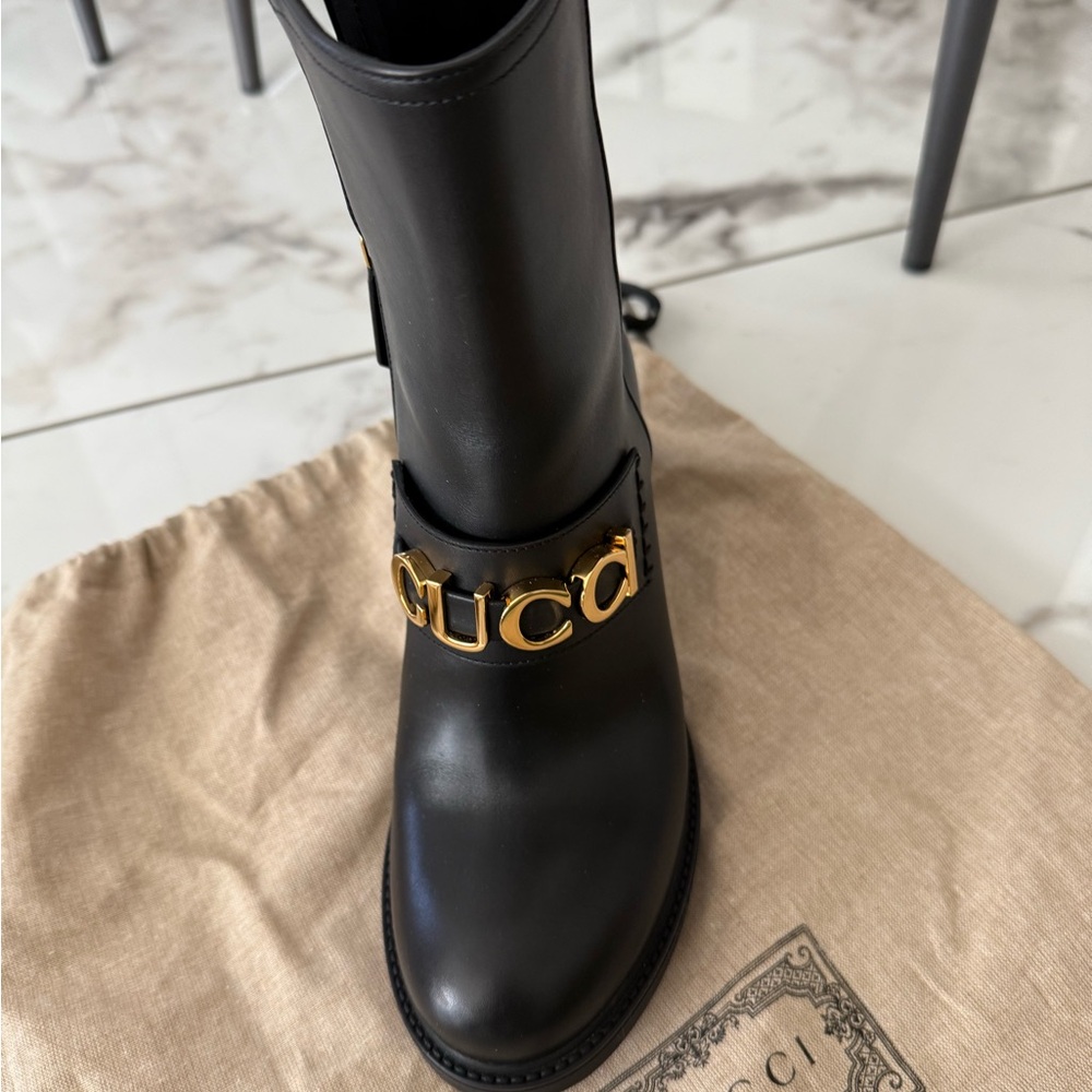 Gucci Black Leather Women's Boots